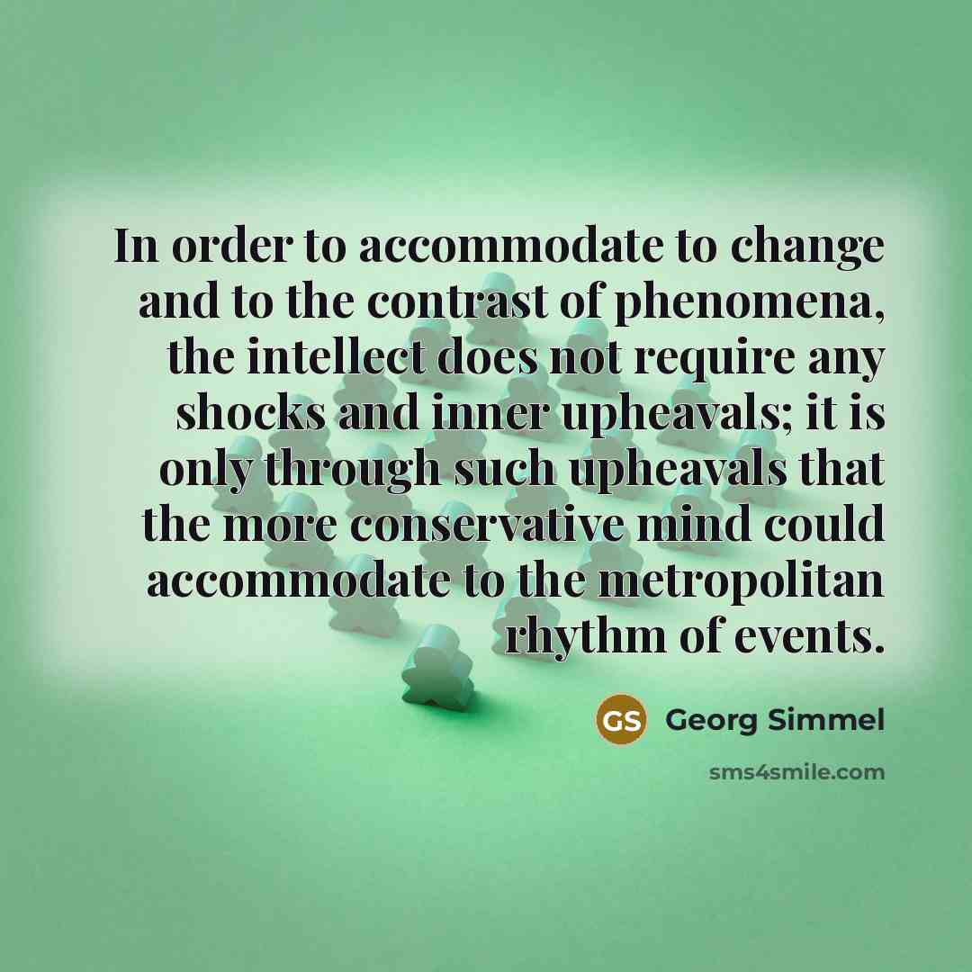 “In order to accommodate to change and to the contrast…” quote by Georg Simmel