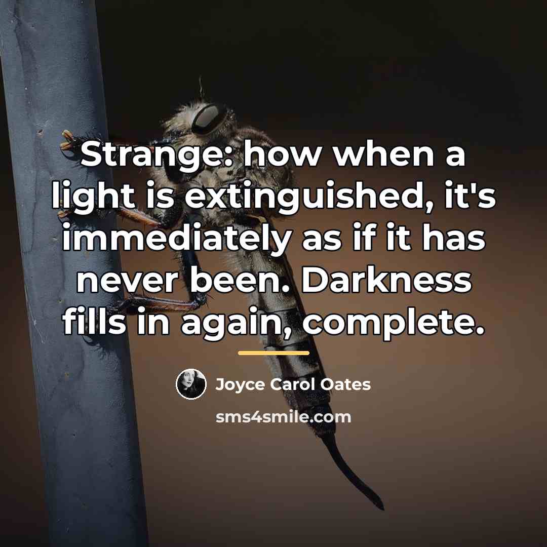 “Strange: how when a light is extinguished, it's immediately as…” quote by Joyce Carol Oates