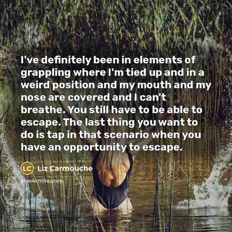 “I've definitely been in elements of grappling where I'm tied…” quote by Liz Carmouche