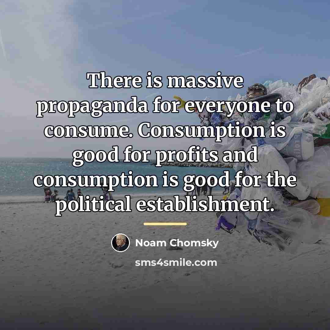 “There is massive propaganda for everyone to consume. Consumption is…” quote by Noam Chomsky