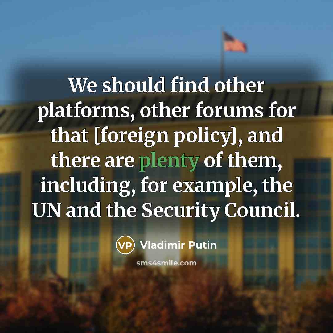 “We should find other platforms, other forums for that [foreign…” quote by Vladimir Putin