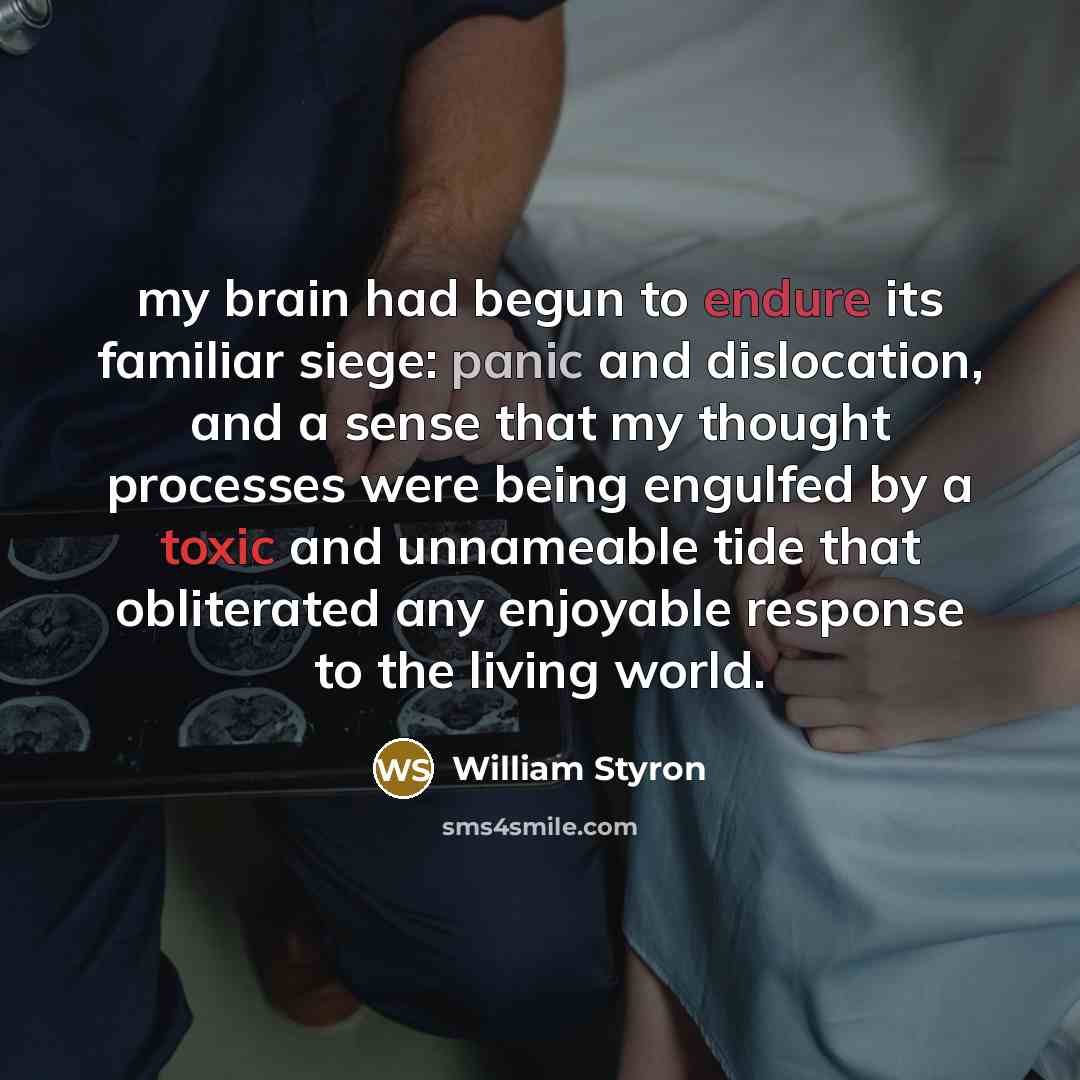 “my brain had begun to endure its familiar siege: panic…” quote by William Styron