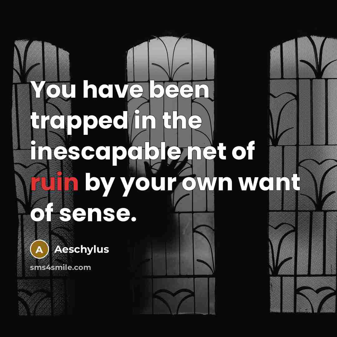 “You have been trapped in the inescapable net of ruin…” quote by Aeschylus