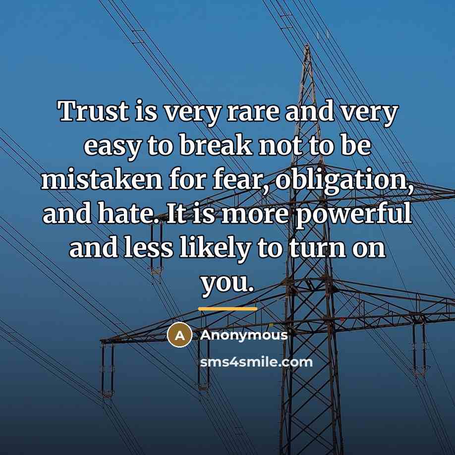 “Trust is very rare and very easy to break not…” quote by Anonymous