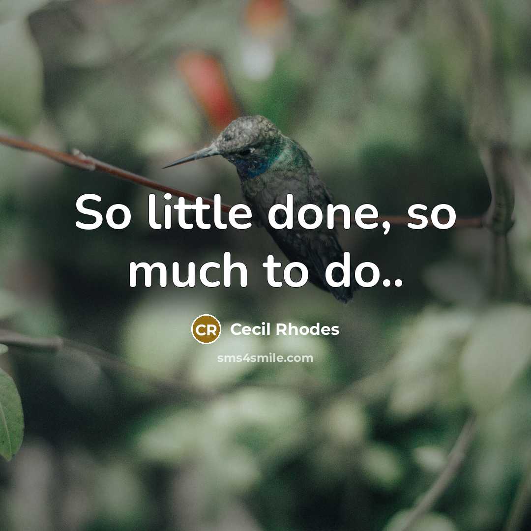 “So little done, so much to do..…” quote by Cecil Rhodes