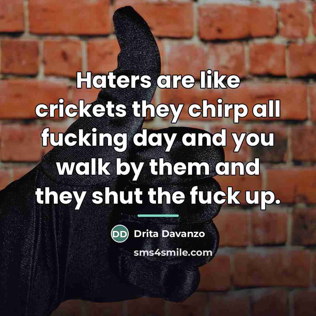 “Haters are like crickets they chirp all fucking day and…” quote by Anonymous