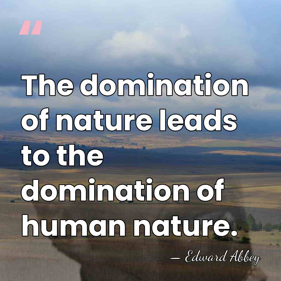 The domination of nature leads to the domination of human nature. - Edward Abbey