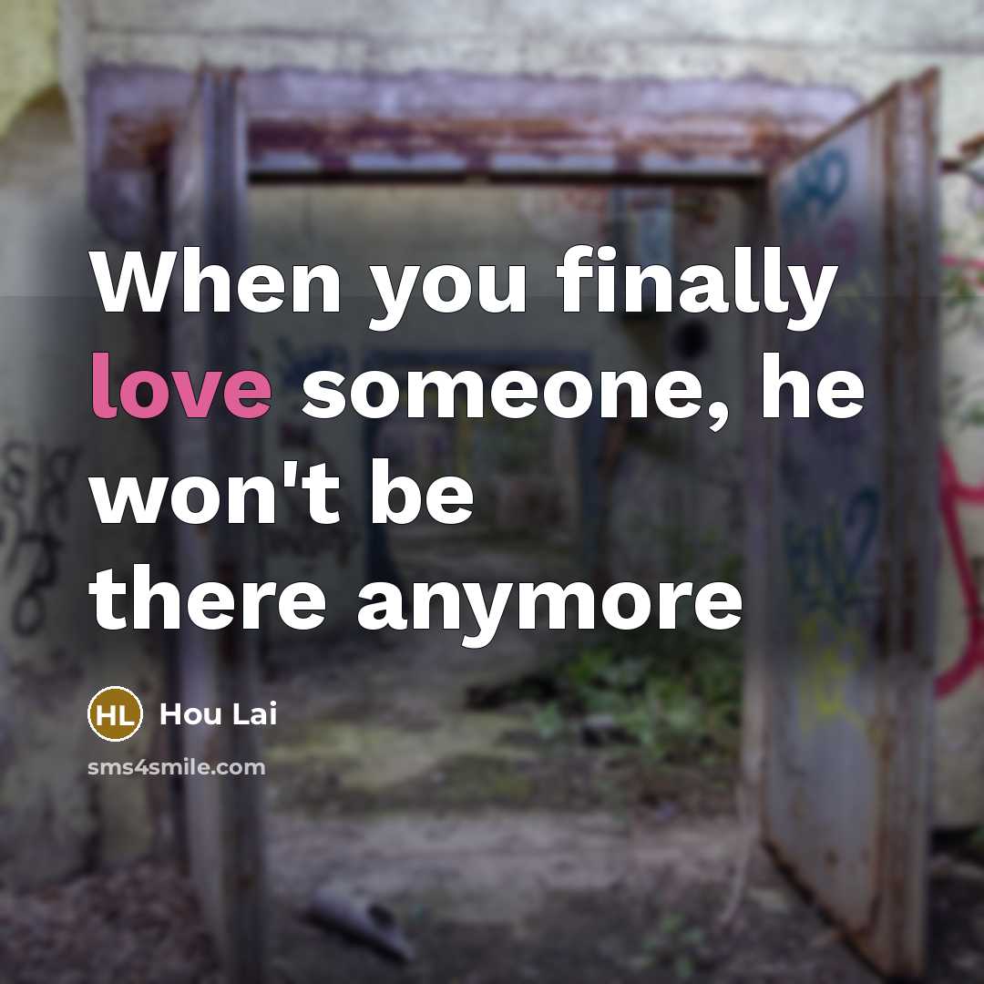 “When you finally love someone, he won't be there anymore…” quote by Hou Lai