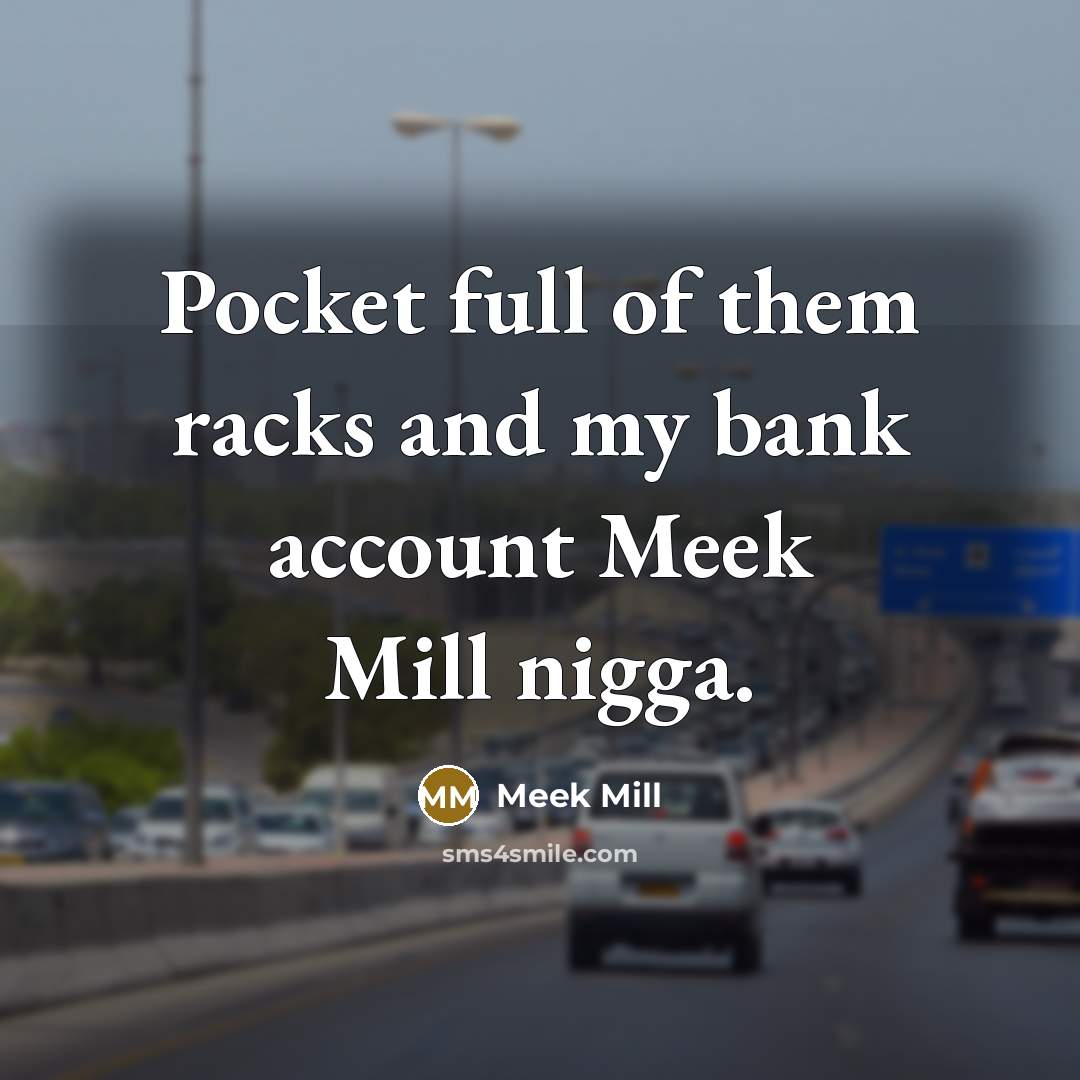 “Pocket full of them racks and my bank account Meek…” quote by Meek Mill
