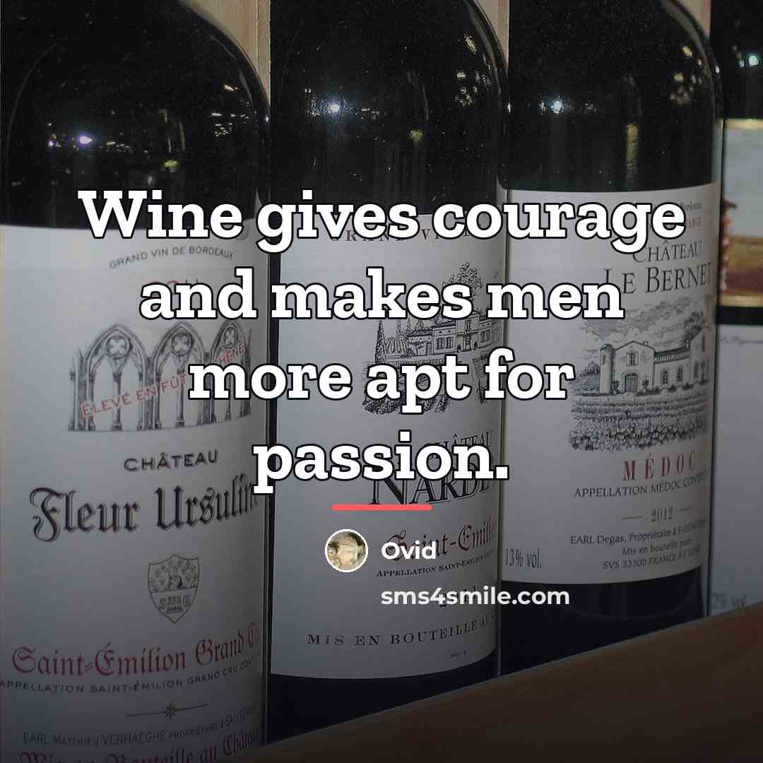 “Wine gives courage and makes men more apt for passion.…” quote by Ovid