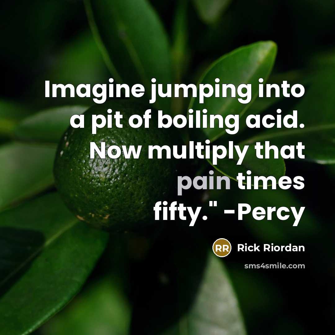 “Imagine jumping into a pit of boiling acid. Now multiply…” quote by Rick Riordan
