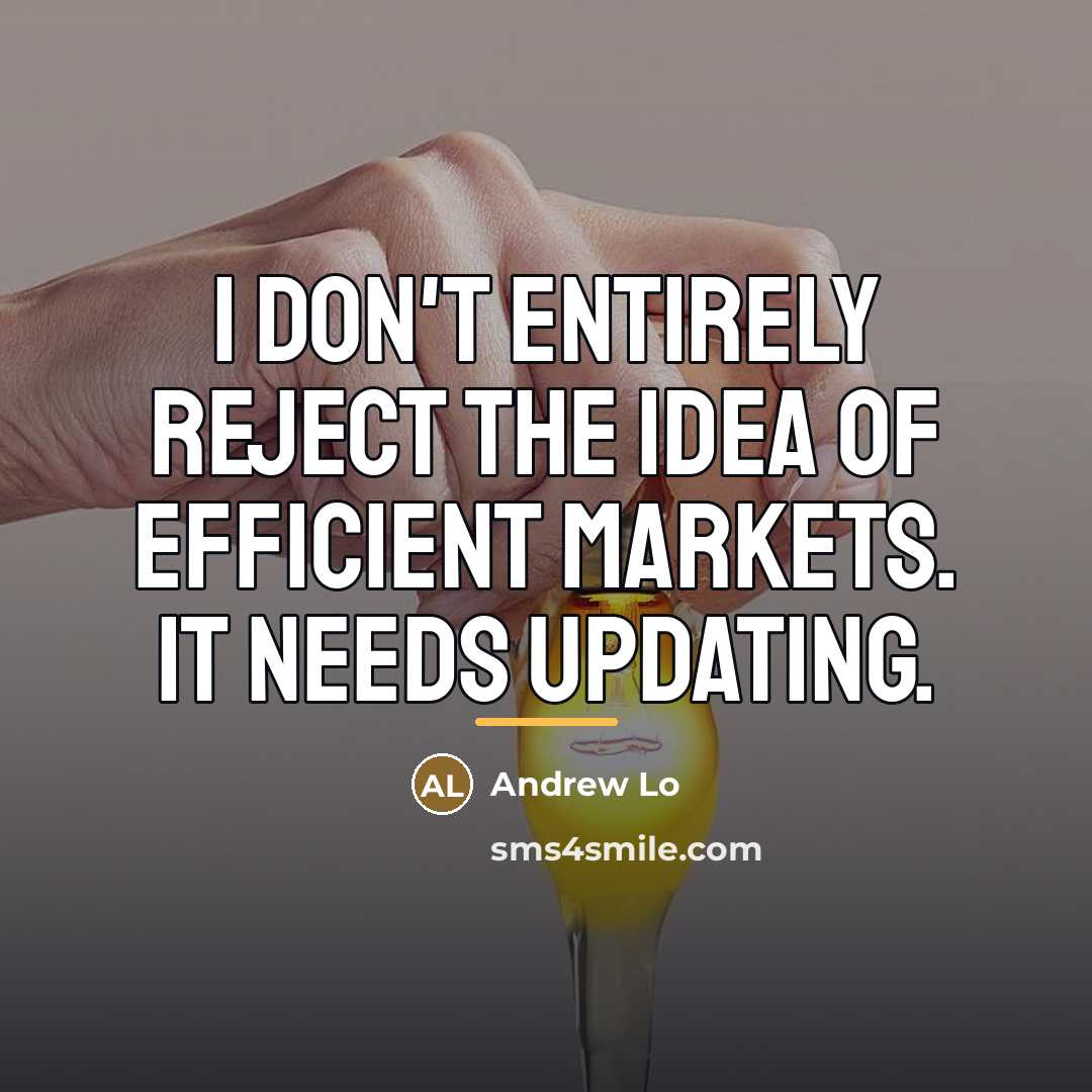 “I don't entirely reject the idea of efficient markets. It…” quote by Andrew Lo