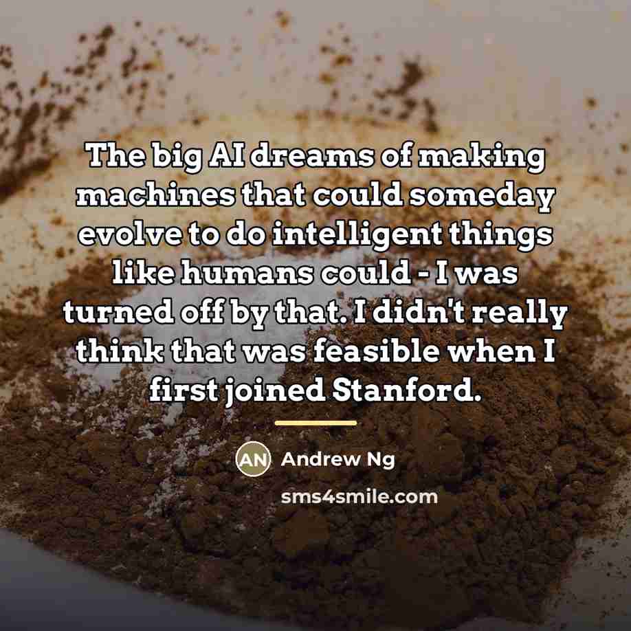 “The big AI dreams of making machines that could someday…” quote by Andrew Ng