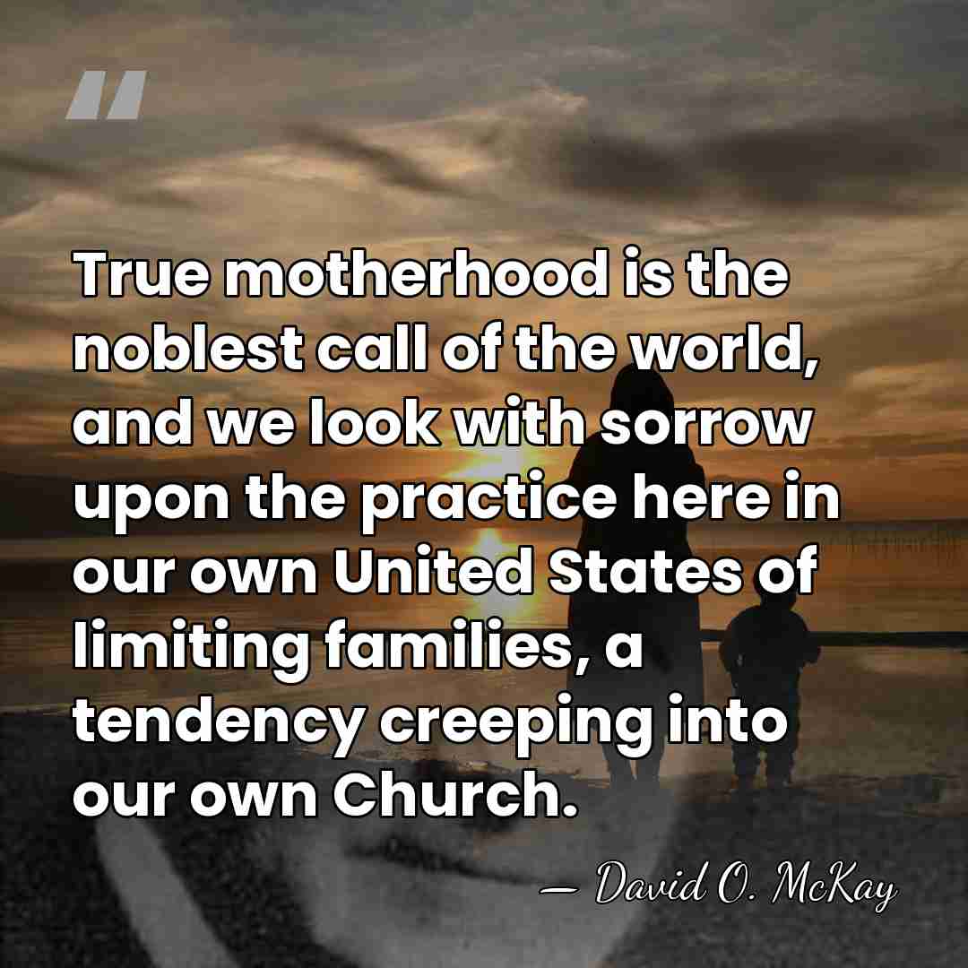 True motherhood is the noblest call of the world, and we look&hellip; - David O. McKay