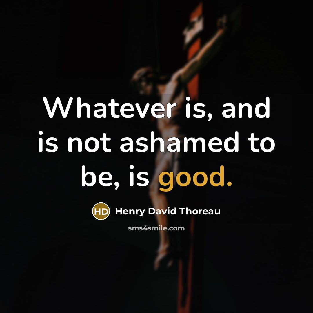 “Whatever is, and is not ashamed to be, is good.…” quote by Henry David Thoreau