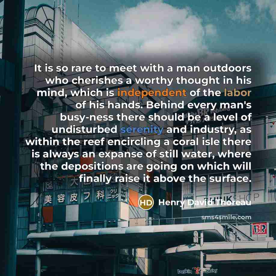 “It is so rare to meet with a man outdoors…” quote by Henry David Thoreau