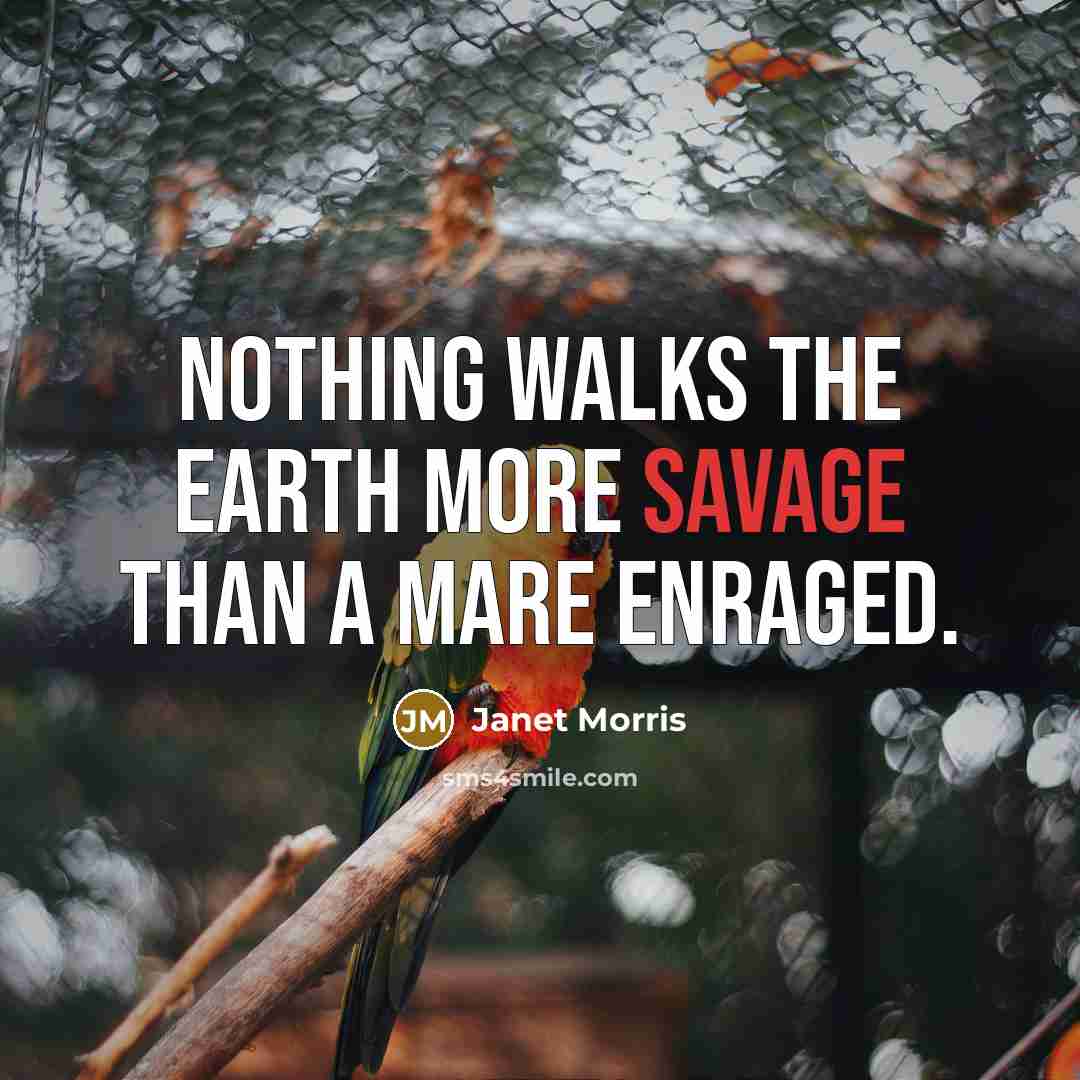 “Nothing walks the earth more savage than a mare enraged.…” quote by Janet Morris