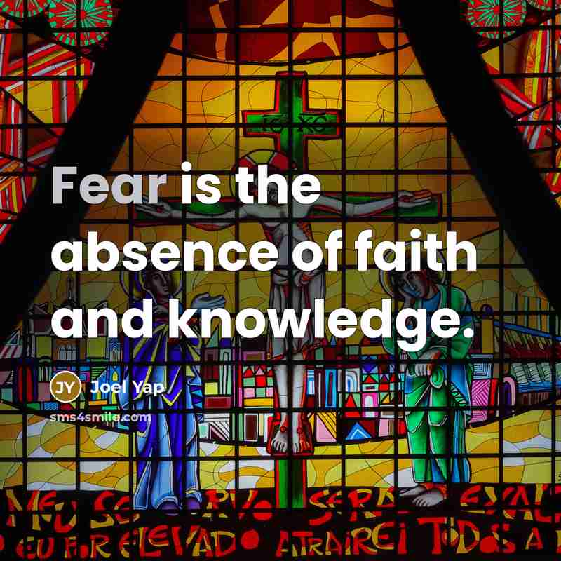 “Fear is the absence of faith and knowledge.…” quote by Joel Yap