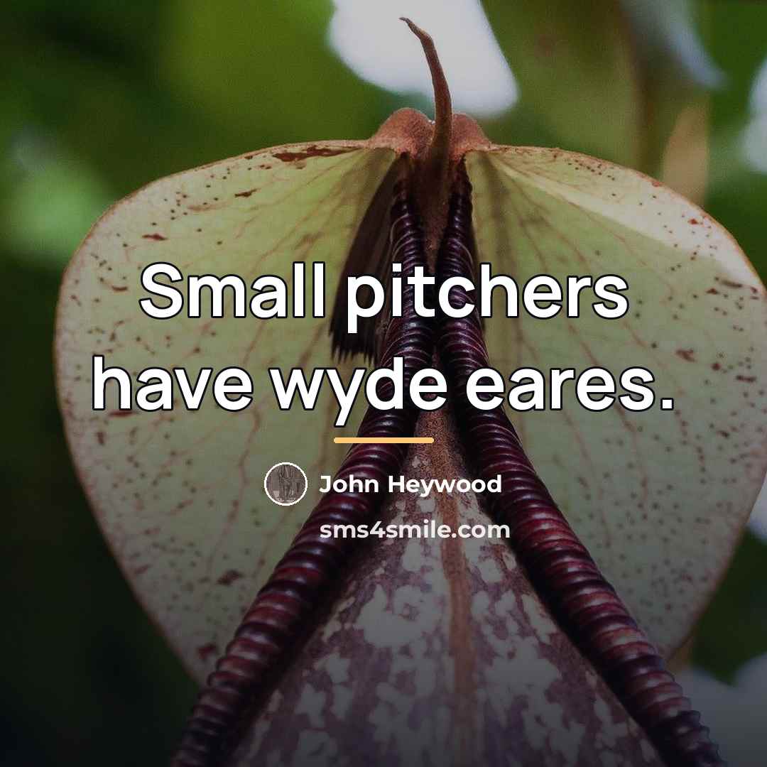 “Small pitchers have wyde eares.…” quote by John Heywood