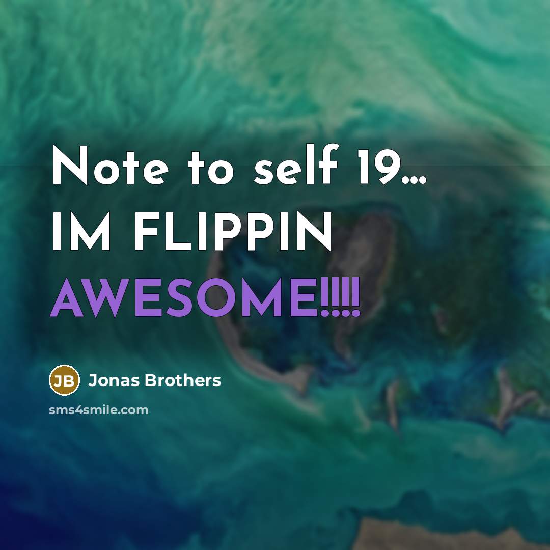 “Note to self 19... IM FLIPPIN AWESOME!!!!…” quote by Jonas Brothers