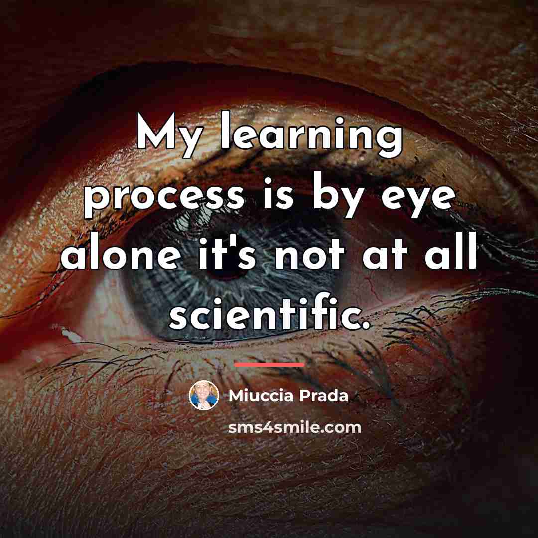 “My learning process is by eye alone it's not at…” quote by Miuccia Prada