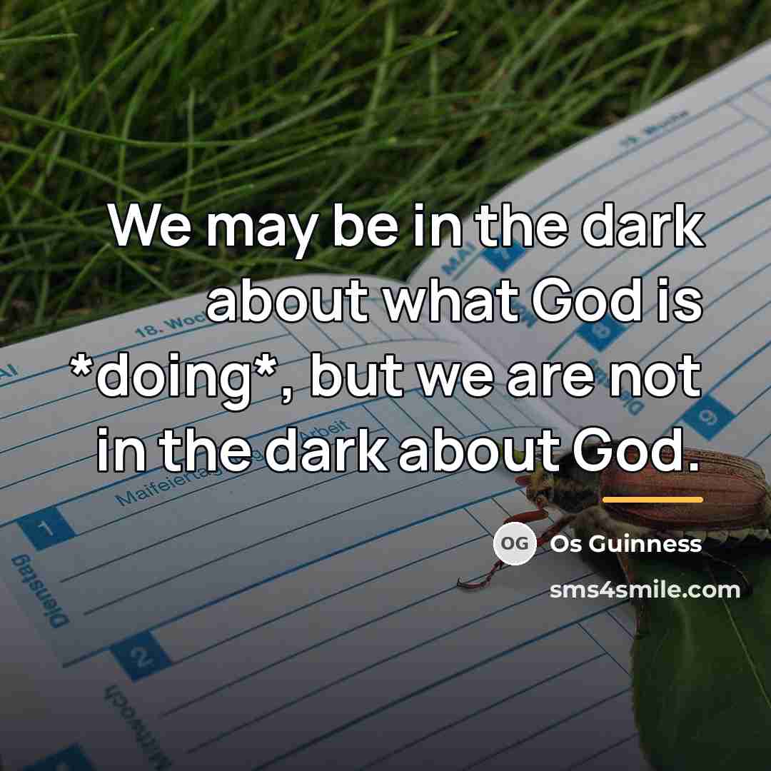 “We may be in the dark about what God is…” quote by Os Guinness