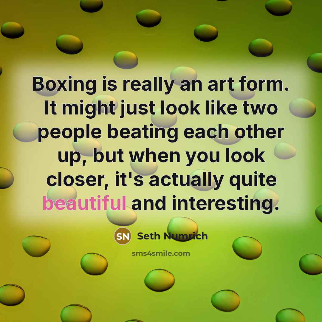 “Boxing is really an art form. It might just look…” quote by Seth Numrich