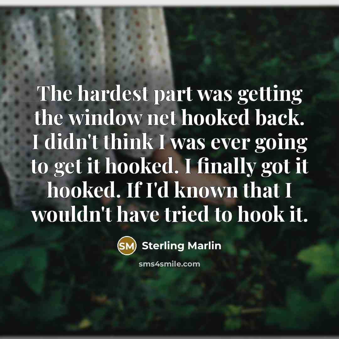 “The hardest part was getting the window net hooked back.…” quote by Sterling Marlin