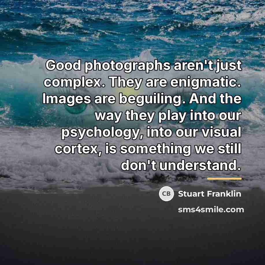 “Good photographs aren't just complex. They are enigmatic. Images are…” quote by Stuart Franklin