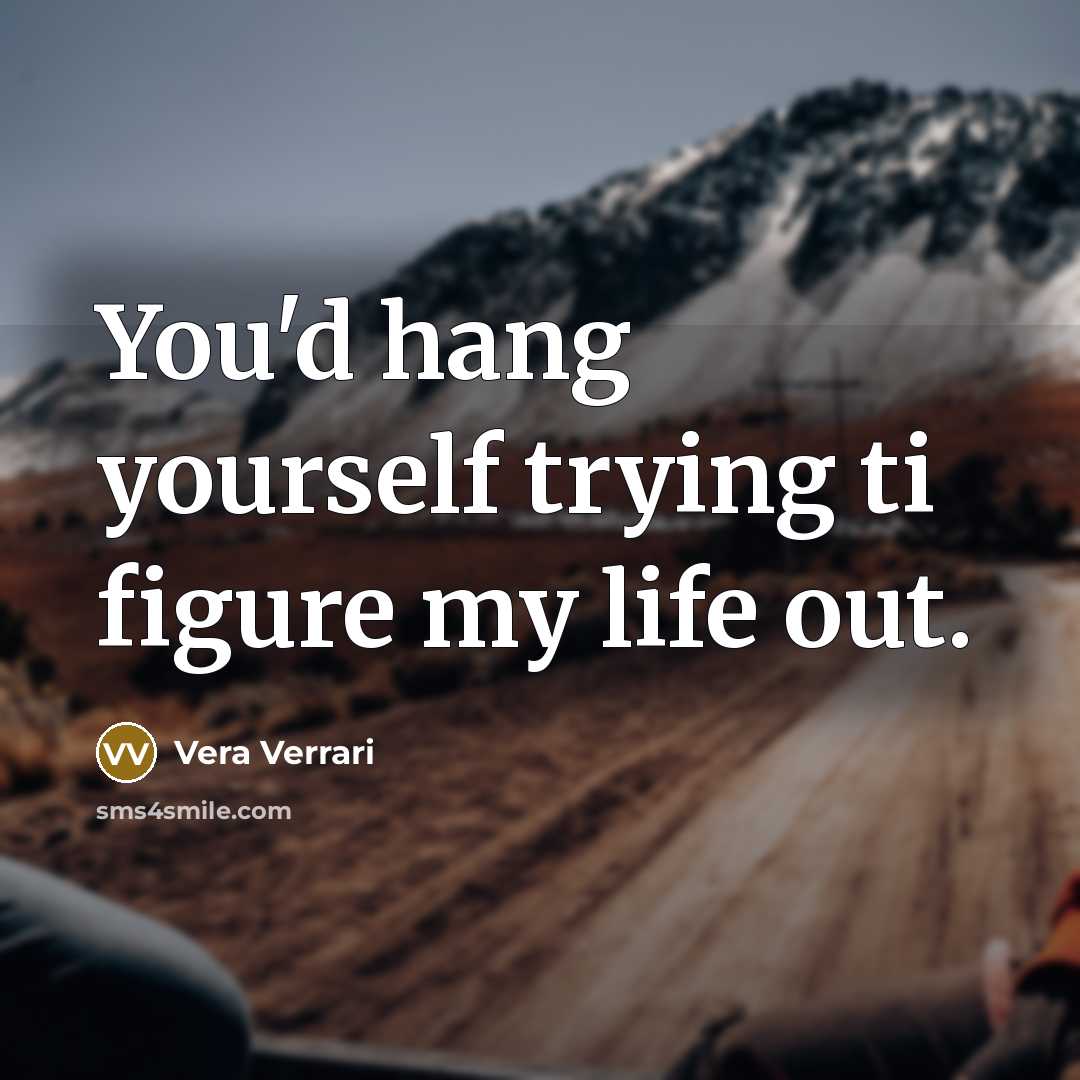 “You'd hang yourself trying ti figure my life out.” quote by Vera Verrari