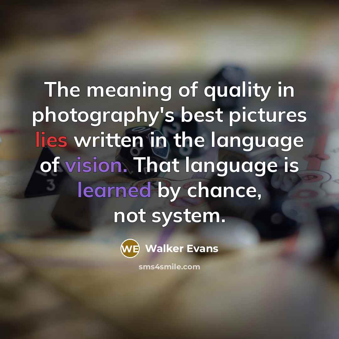 “The meaning of quality in photography's best pictures lies written…” quote by Walker Evans