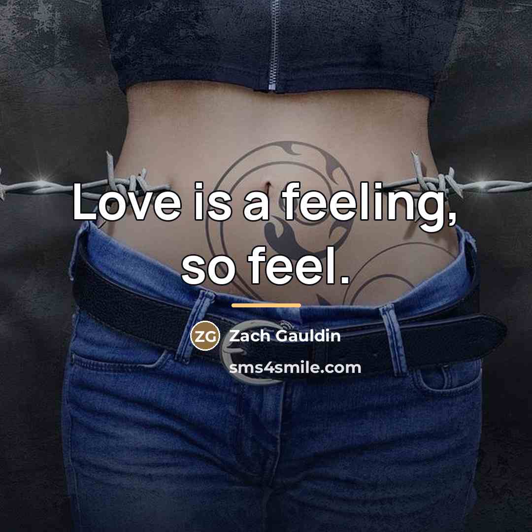 “Love is a feeling, so feel.…” quote by Zach Gauldin
