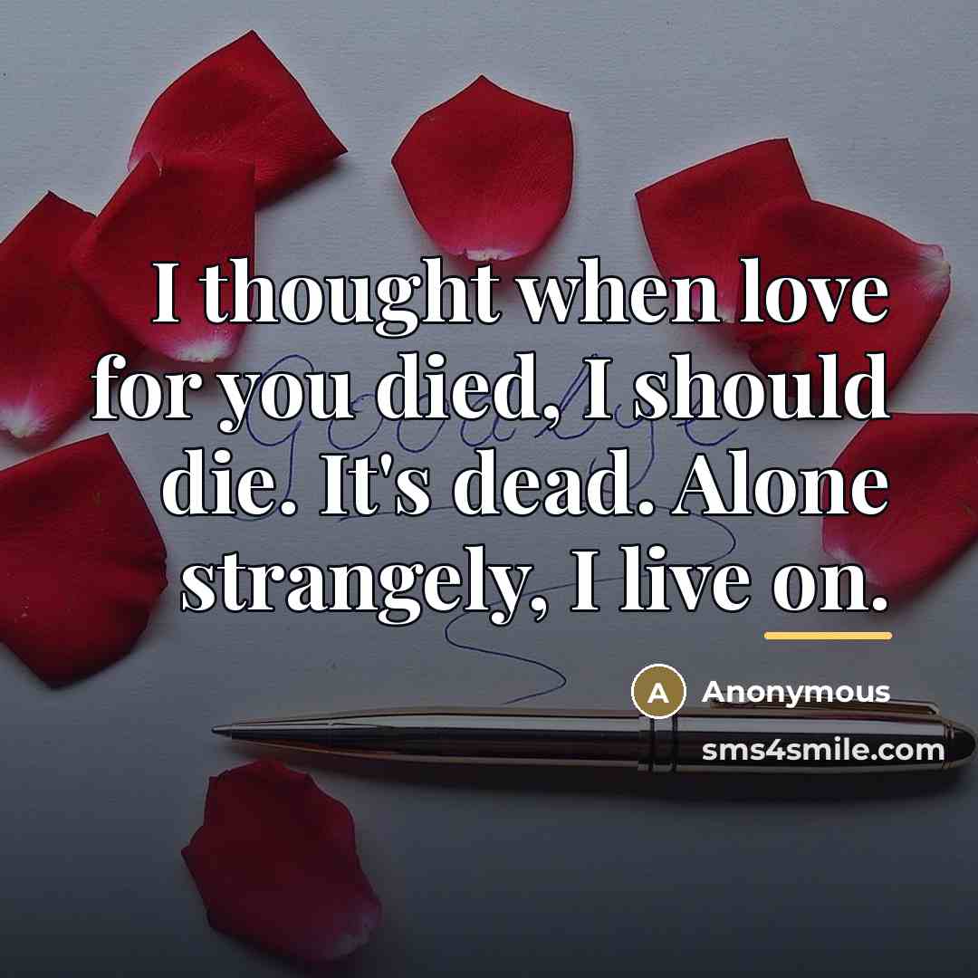 “I thought when love for you died, I should die.…” quote by Anonymous