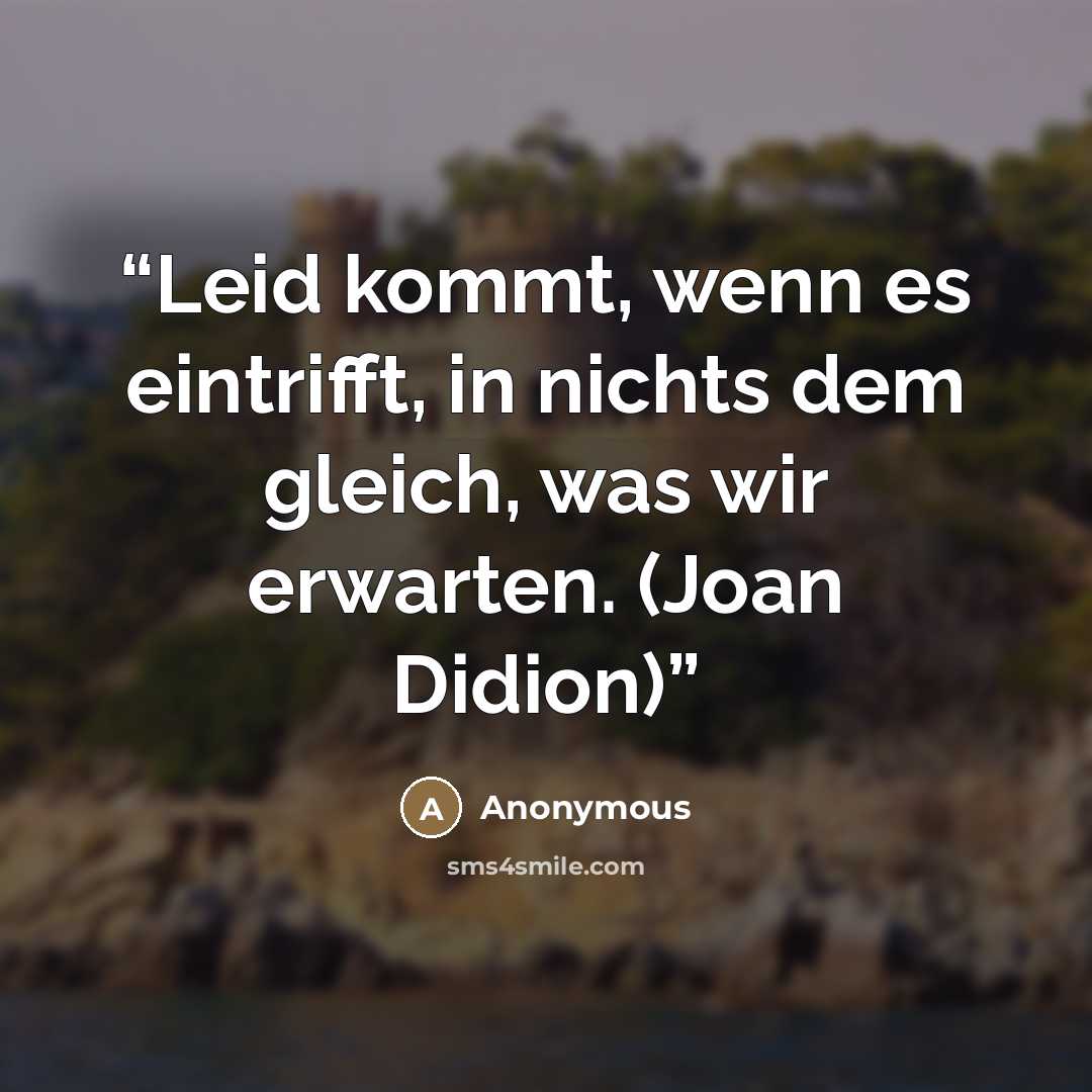 “Leid kommt, wenn es eintrifft, in nichts dem gleich, was wir erwarten. (Joan Didion)” quote by Anonymous