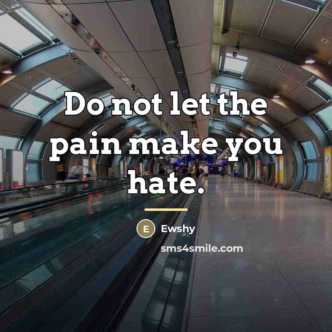 “Do not let the pain make you hate.…” quote by Ewshy