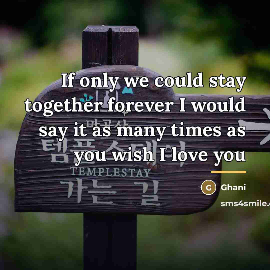 “If only we could stay together forever I would say…” quote by Ghani