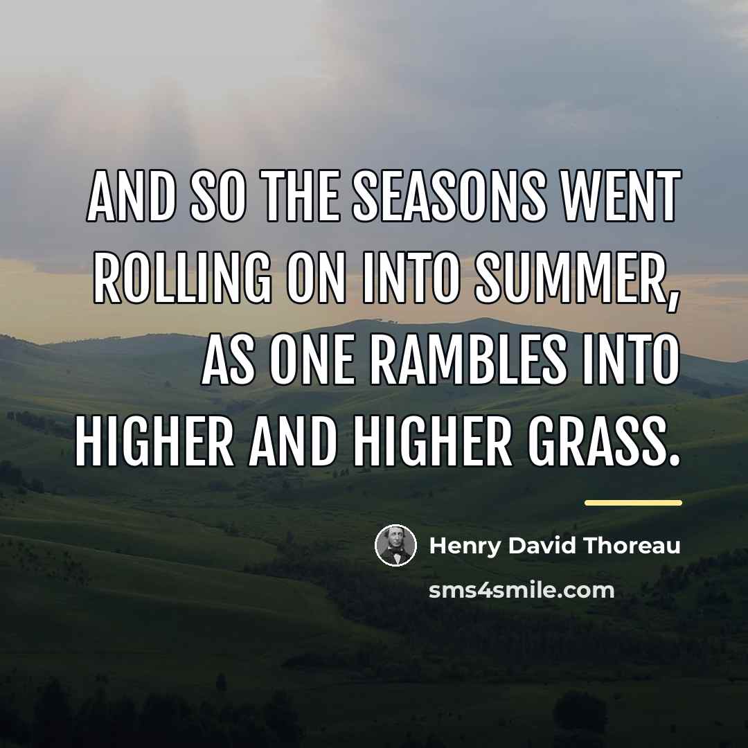 “And so the seasons went rolling on into summer, as…” quote by Henry David Thoreau