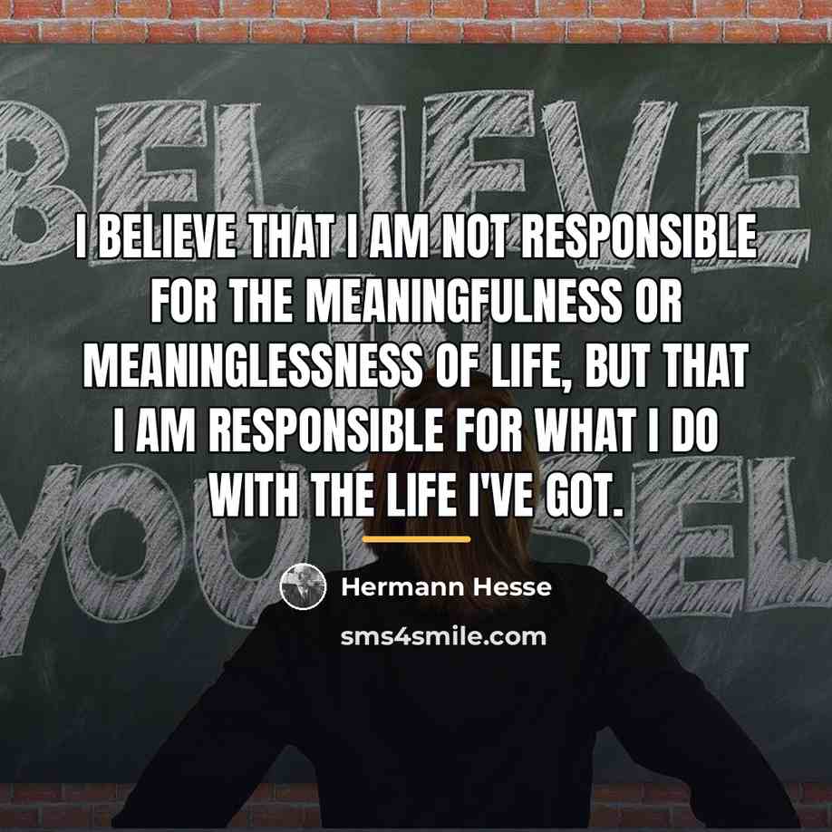 “I believe that I am not responsible for the meaningfulness…” quote by Hermann Hesse