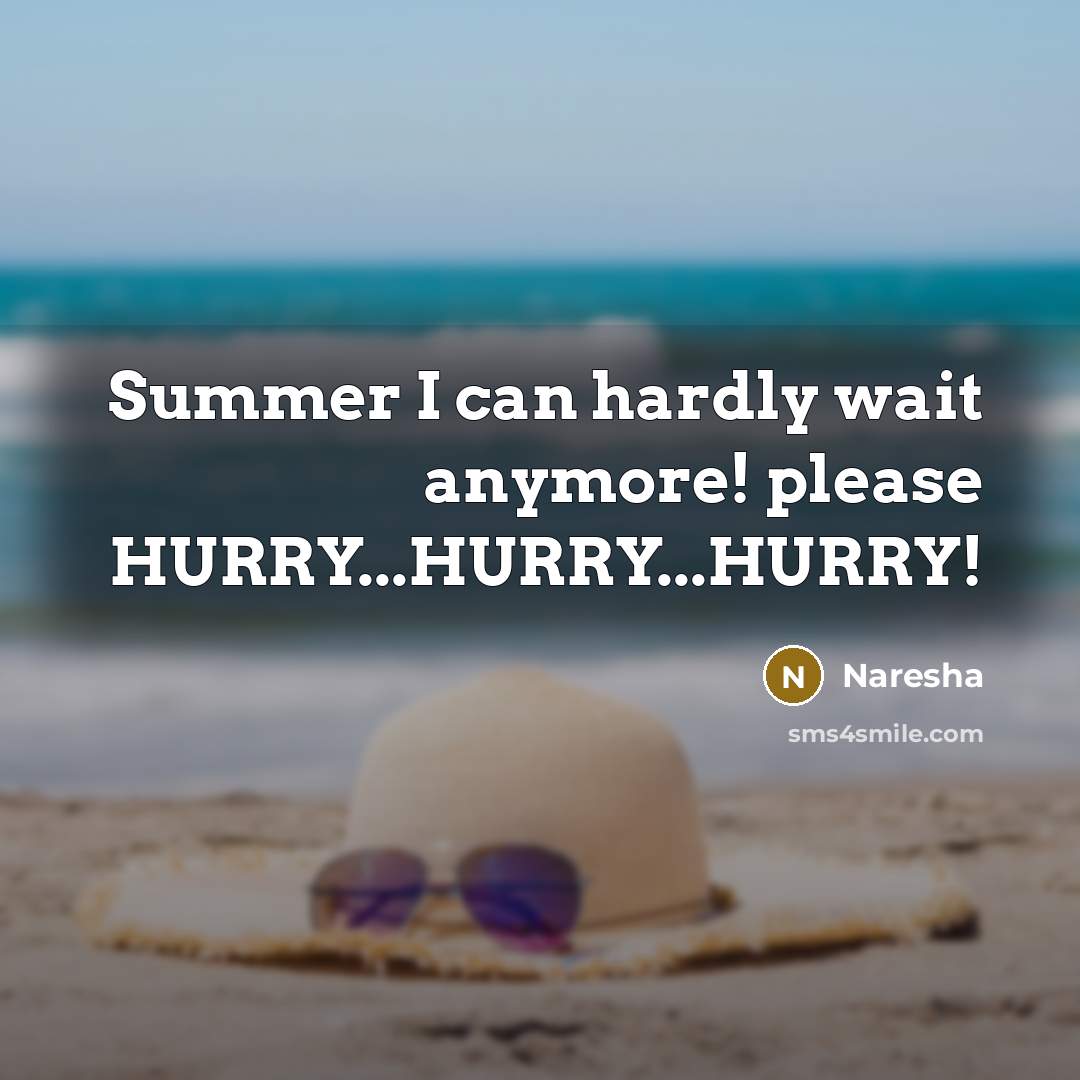 “Summer I can hardly wait anymore! please HURRY...HURRY...HURRY!…” quote by Naresha