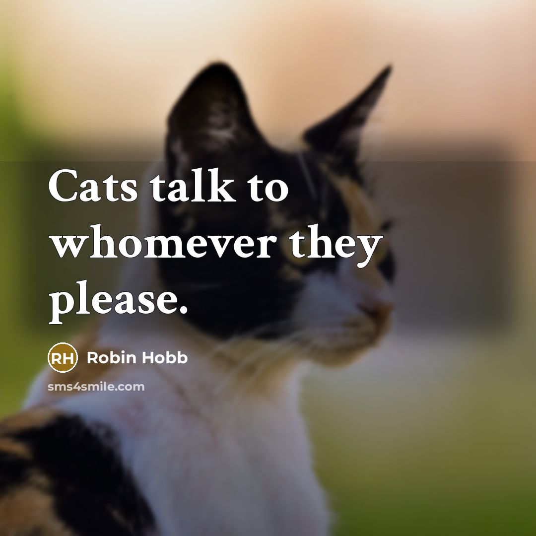 “Cats talk to whomever they please.…” quote by Robin Hobb