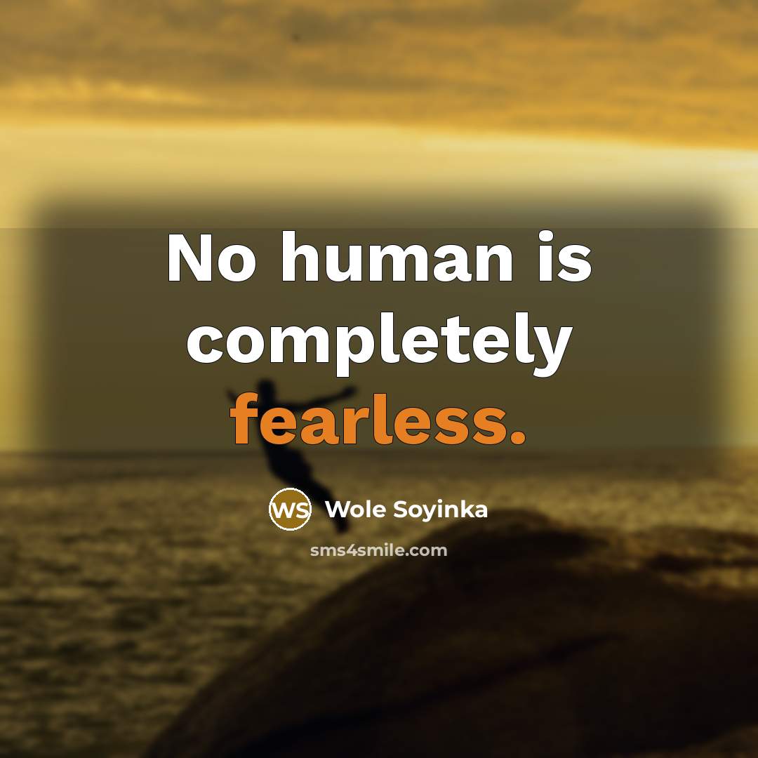 “No human is completely fearless.…” quote by Wole Soyinka