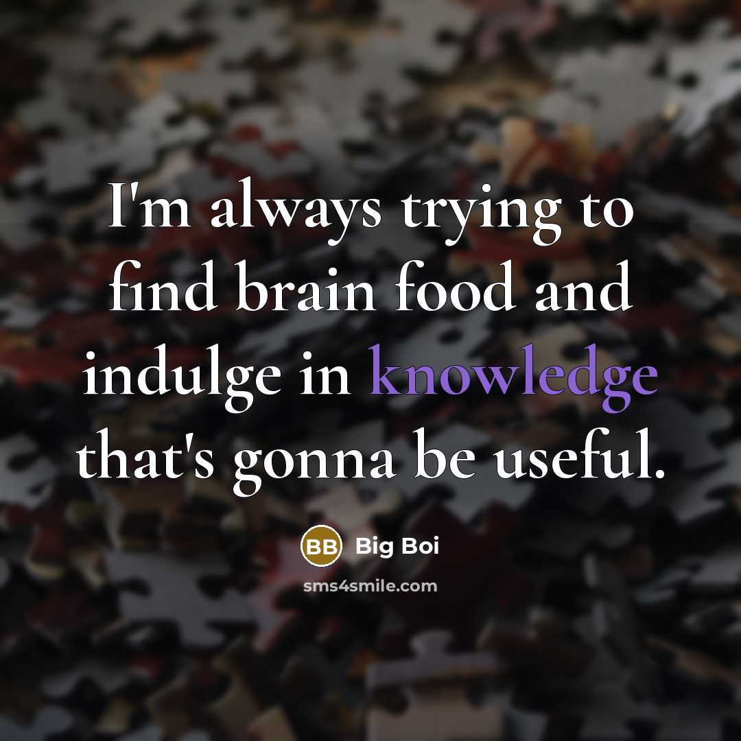 “I'm always trying to find brain food and indulge in…” quote by Big Boi