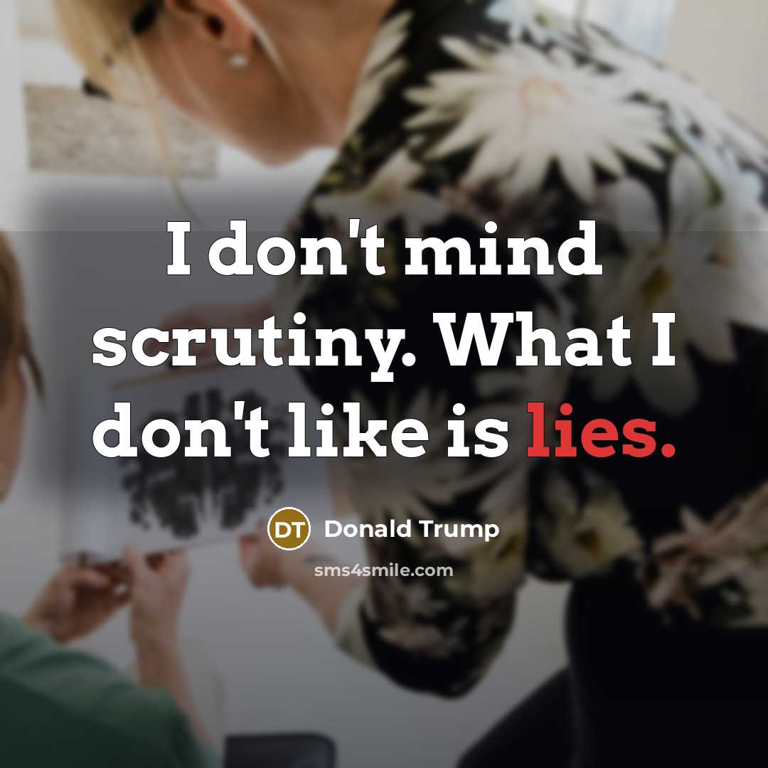 “I don't mind scrutiny. What I don't like is lies.…” quote by Donald Trump