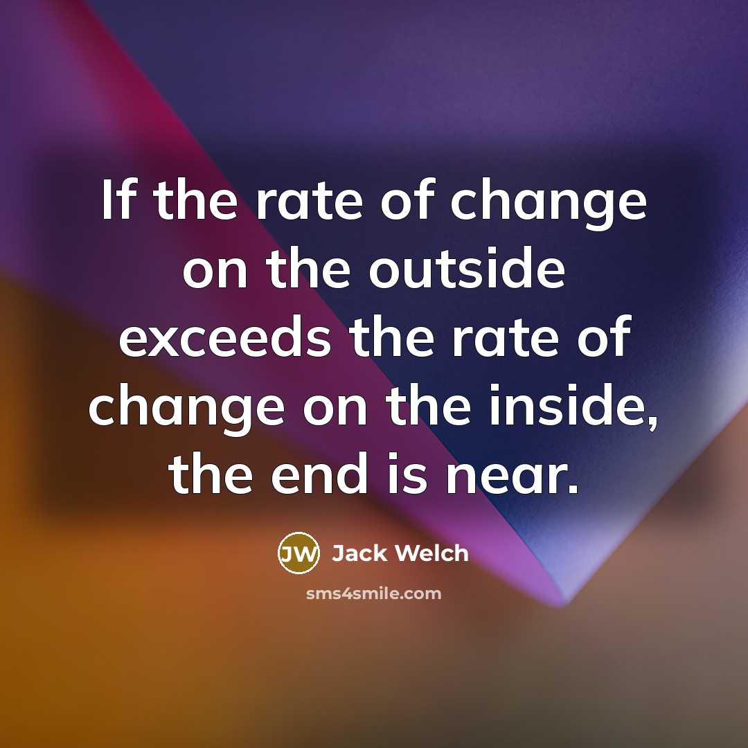 “If the rate of change on the outside exceeds the…” quote by Jack Welch