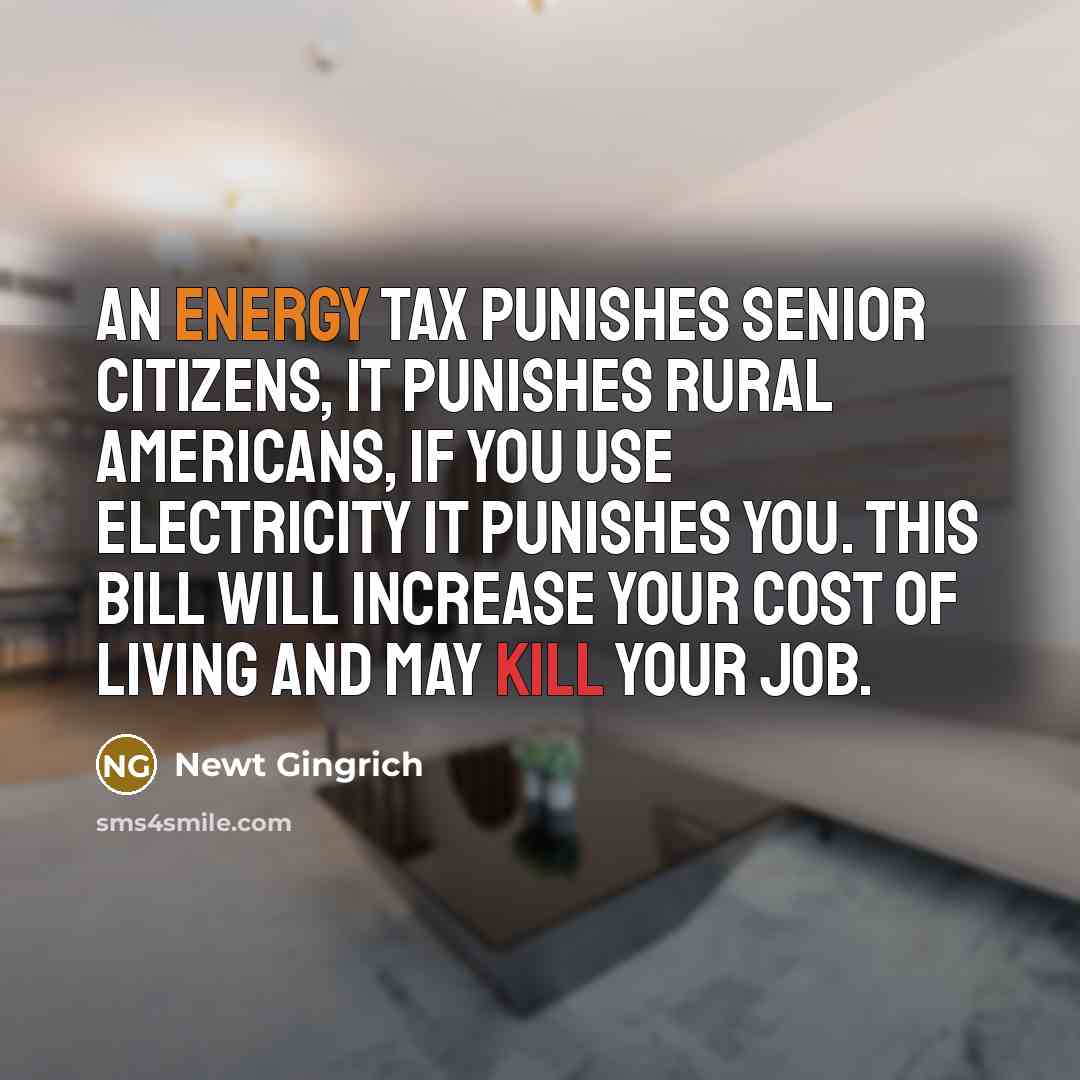 “An energy tax punishes senior citizens, it punishes rural Americans,…” quote by Newt Gingrich