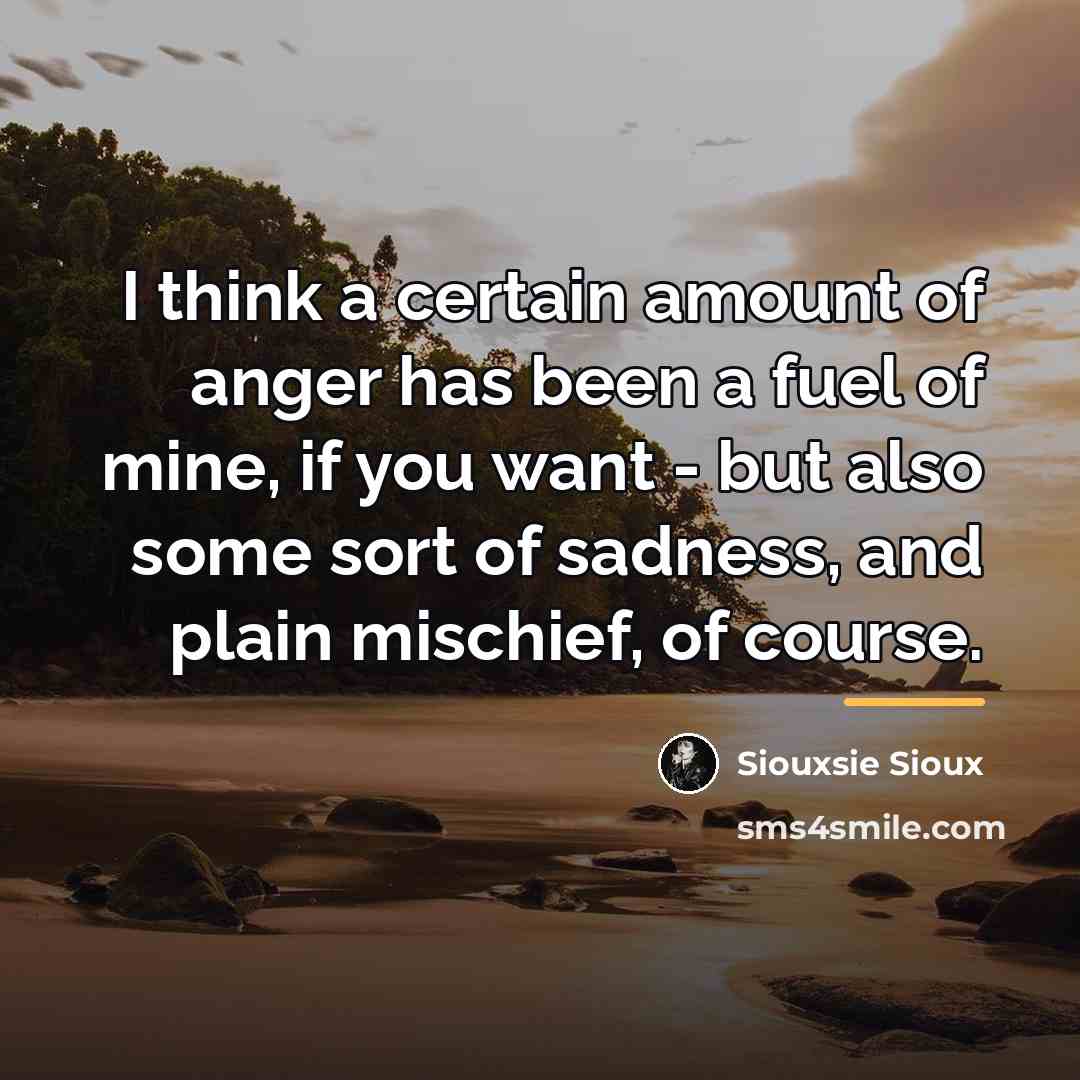 “I think a certain amount of anger has been a…” quote by Siouxsie Sioux
