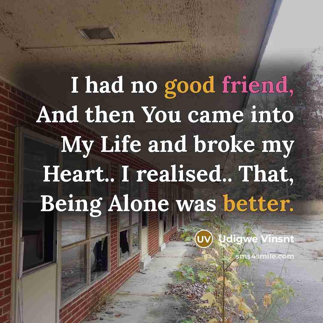 “I had no good friend, And then You came into…” quote by Udigwe Vinsnt