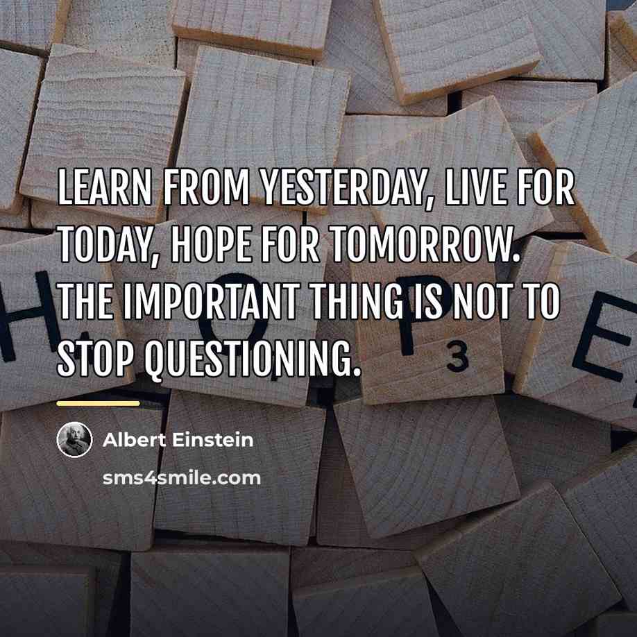 “Learn from yesterday, live for today, hope for tomorrow. The…” quote by Albert Einstein