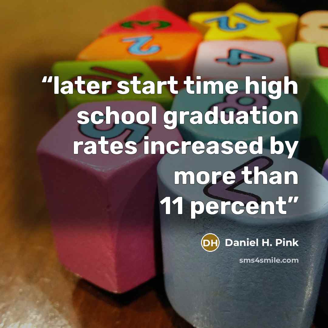 “later start time high school graduation rates increased by more than 11 percent” quote by Daniel H. Pink