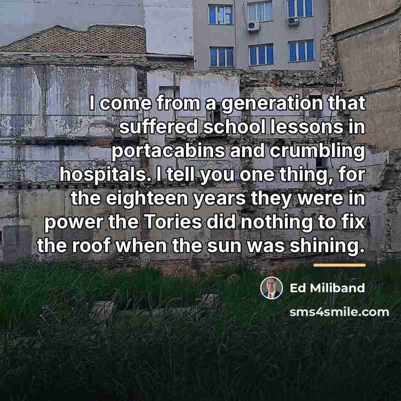 “I come from a generation that suffered school lessons in…” quote by Ed Miliband